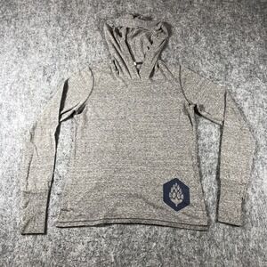 ALO Hoodie Womens Small Gray Heather V Neck Thumbhole Pullover‎ Activewear